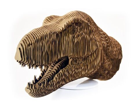 Laser Cut Tyrannosaurus Dinosaur T-Rex Head Layered Model Free Vector