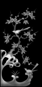 Flower and Bird Grayscale BMP File