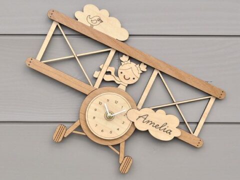 Laser Cut Wall Clock Template for Kids Room Free Vector