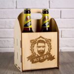 Laser Cut 4 Beer Bottle Box Wooden Beer Caddy Carrier Free Vector