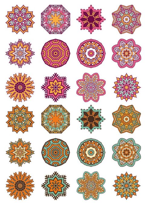 Mandala Ornaments Circles Vector Set Free Vector