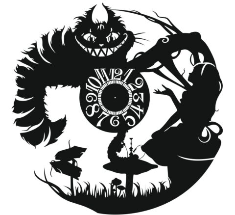 Laser Cut Alice Vinyl Wall Clock Free Vector