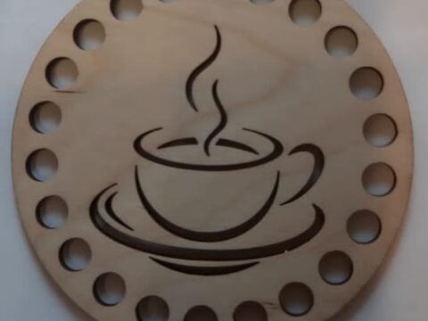 Laser Cut Wooden Engraved Coffee Coaster Free Vector
