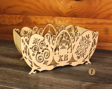 Laser Cut Basket for Easter Eggs Free Vector