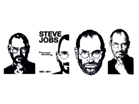Steve Jobs Sticker Stencil Line Art Free Vector