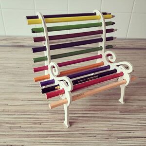 Laser Cut Bench Shaped Color Pencil Holder Free Vector