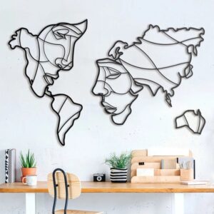 Laser Cut Faces Of The World Map Wall Art Free Vector