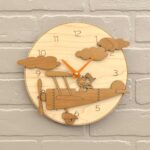 Laser Cut Cartoon Pilot Plane Wall Clock Free Vector