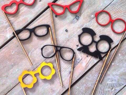 Laser Cut Cute Glasses On A Stick Photo Booth Props DXF File