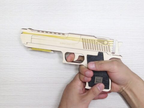Laser Cut Rubber Band Gun 3mm Plywood DXF File