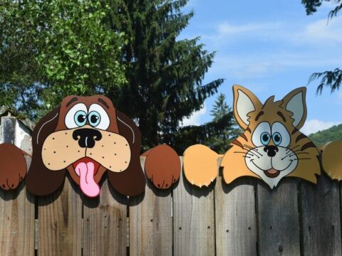 Laser Cut Dog And Cat Fence Peekers Free Vector