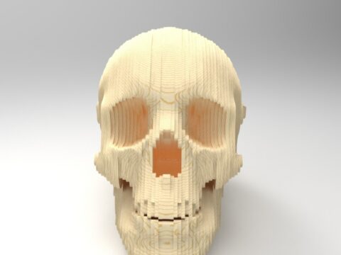 Laser Cut 3D Wooden Skull Free Vector