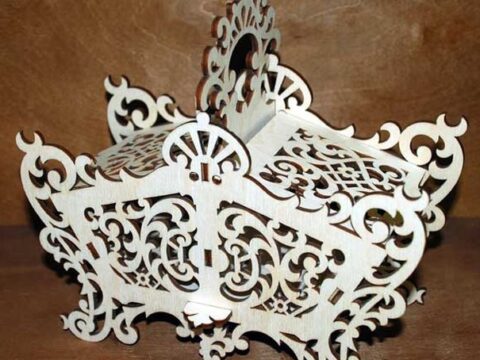 Laser Cut Wooden Candy Dish Decorative Candy Bowl Basket 6mm Free Vector