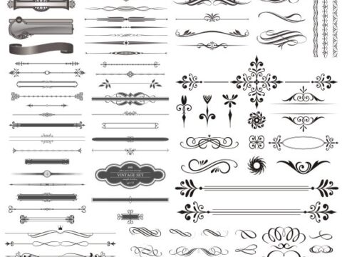 Calligraphic Design Decorative Elements Free Vector