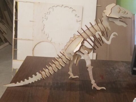Laser Cut Tyrannosaurus Dinosaur 3D Puzzle 3mm Free Vector