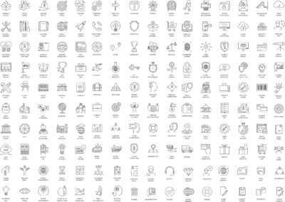 Thin Line Icons Set Free Vector