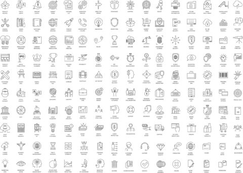 Thin Line Icons Set Free Vector