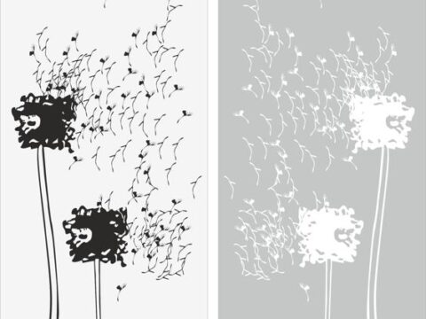 Dandelion Clipart Abstract Flower Sandblast Pattern Free Vector