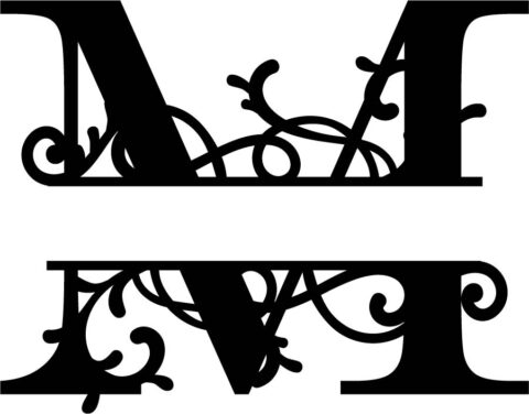 Split Monogram Letter M DXF File