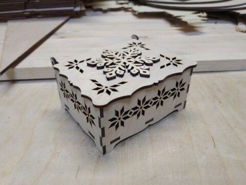 Laser Cut Snowflake Box Template Wooden Decor Snowflake Favour Box Free Vector