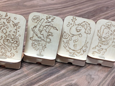 Laser Cut Phone Stands With Engraving Free Vector