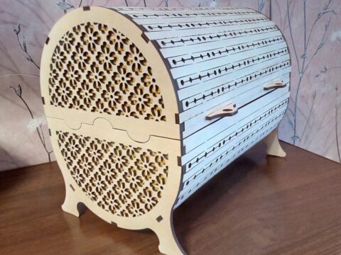 Laser Cut Wooden Decorative Bread Basket DWG File