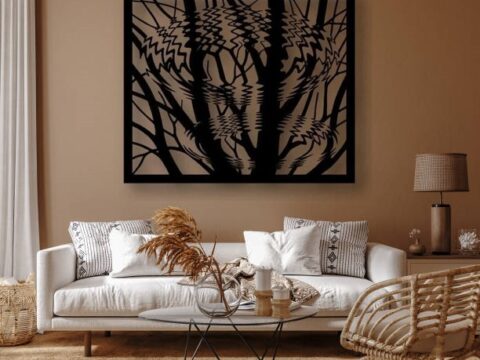 Laser Cut Decorative Trees Reflection Wall Panel Free Vector