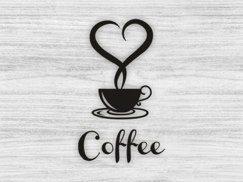 Laser Cut Coffee Cup With Heart Wall Art Decor Free Vector