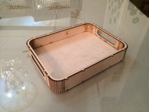 Laser Cut Wooden Tray With Handles DXF File