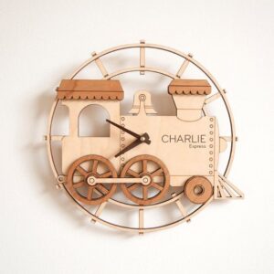 Train Shape Wall Clock Laser Cut Template Free Vector