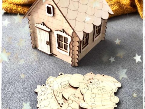 Laser Cut House with Handle Candy Box Basket Free Vector