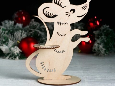 Laser Cut Napkin Holder Mouse New Year 2020 Free Vector
