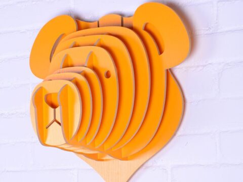 Laser Cut Teddy Bear Head Trophy 3D Wall Art Free Vector