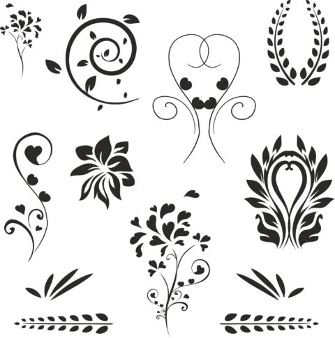 Floral Decoration Set Free Vector