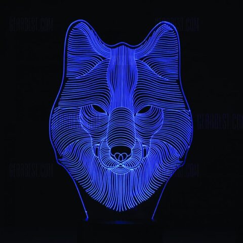 Wolf 3D LED Night Light Free Vector