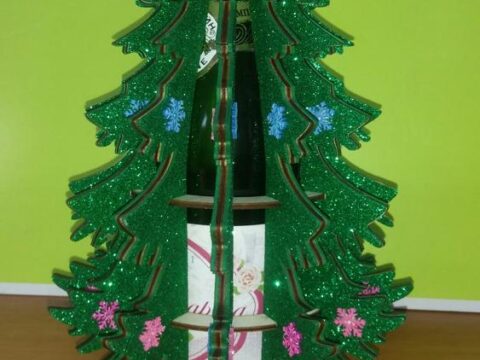 Laser Cut Christmas Wine Bottle Gift  Xmas Christmas Tree Free Vector