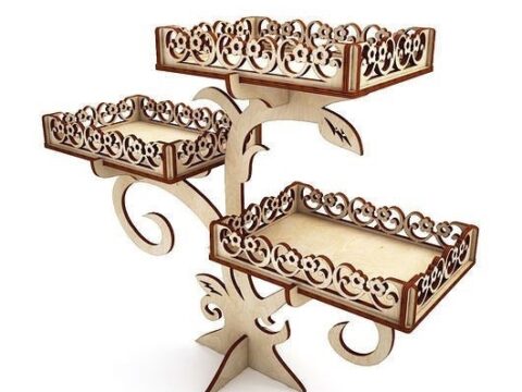 Laser Cut Wooden Decor Cupcake Stand Party Decoration Free Vector