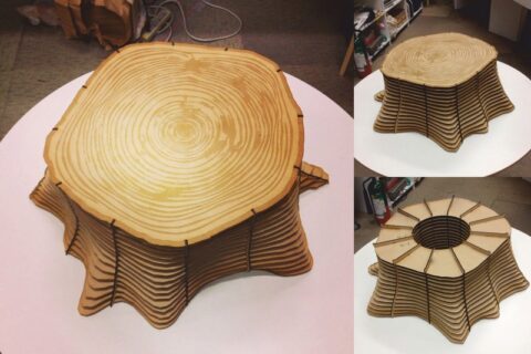 Tree Base Table Stool Chair Plywood DXF File