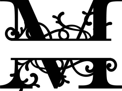 Flourished Split Monogram M Letter Free Vector