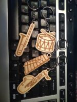 Laser Cut Engraved Musical Instrument Keychains Free Vector