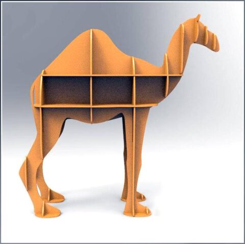 Laser Cut Camel Shelf Bookcase Display Storage Furniture Free Vector