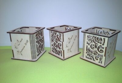 Laser Cut Wood Pen Holder DXF File