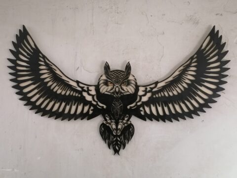 Laser Cut Flying Owl Wall Decor Free Vector