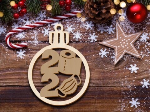 Laser Cut Christmas Ornament Tree Decoration With Mask Free Vector