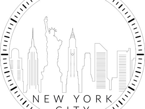 Laser Cut New York Skyline Wall Clock Template Free Vector