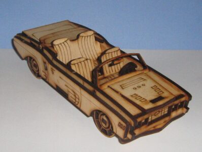 Laser Cut Convertible Car 3D Template Free Vector