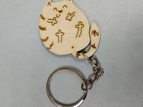 Laser Cut Wood Cat Keychain Template Free Vector