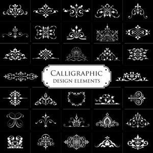 Calligraphic Design Elements Set Free Vector