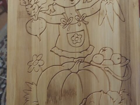 CNC Router Food Cutting Board Design Girl With Vegetables DXF File