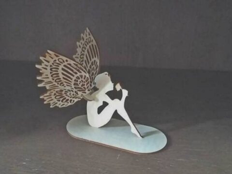 Laser Cut Angel Fairy On Stand Decoration DXF File